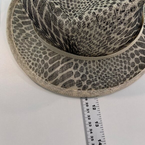 Animal Print Wide Brim Hat Black & cream/White Feather By Something Special - Picture 16 of 16